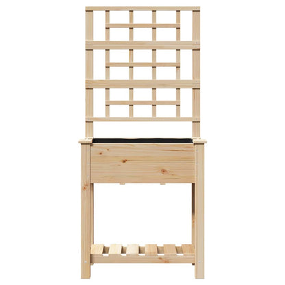 Garden Planter with Shelf Beige 71 x 38 x 152 cm Solid Fir Wood