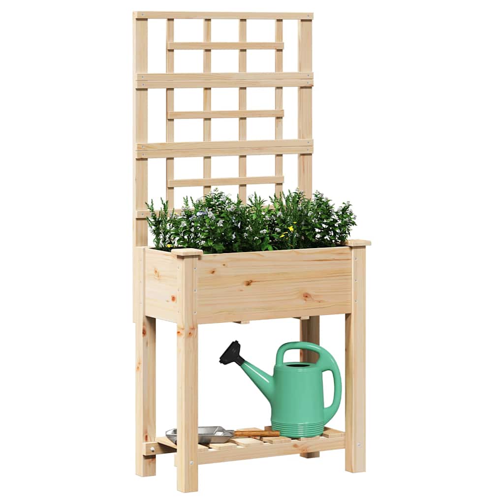 Garden Planter with Shelf Beige 71 x 38 x 152 cm Solid Fir Wood