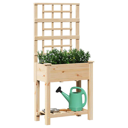 Garden Planter with Shelf Beige 71 x 38 x 152 cm Solid Fir Wood