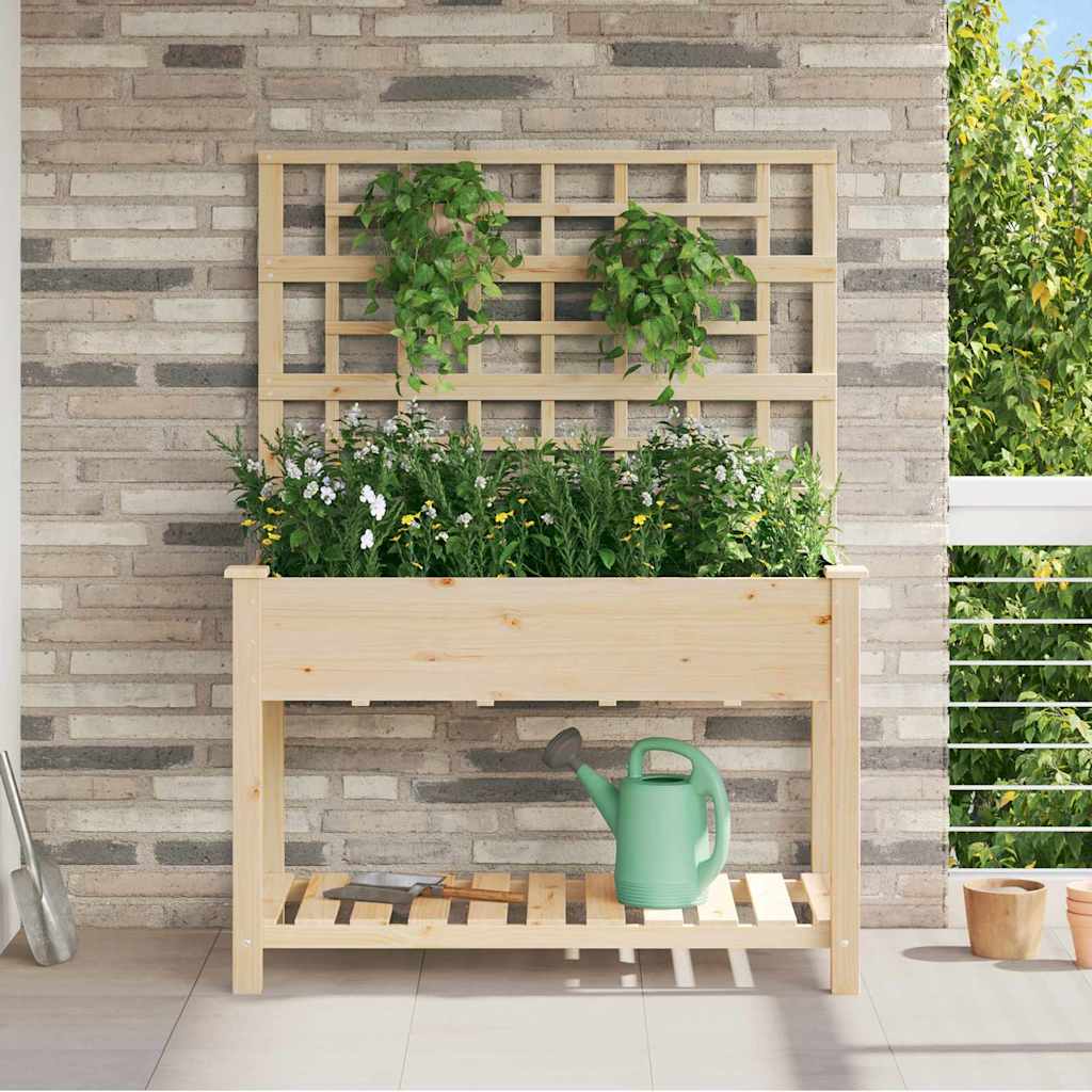 Garden Planter Beige 115 x 60.5 x 153 cm Solid Fir Wood