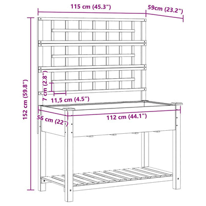 Garden Planter Beige 115 x 60.5 x 153 cm Solid Fir Wood