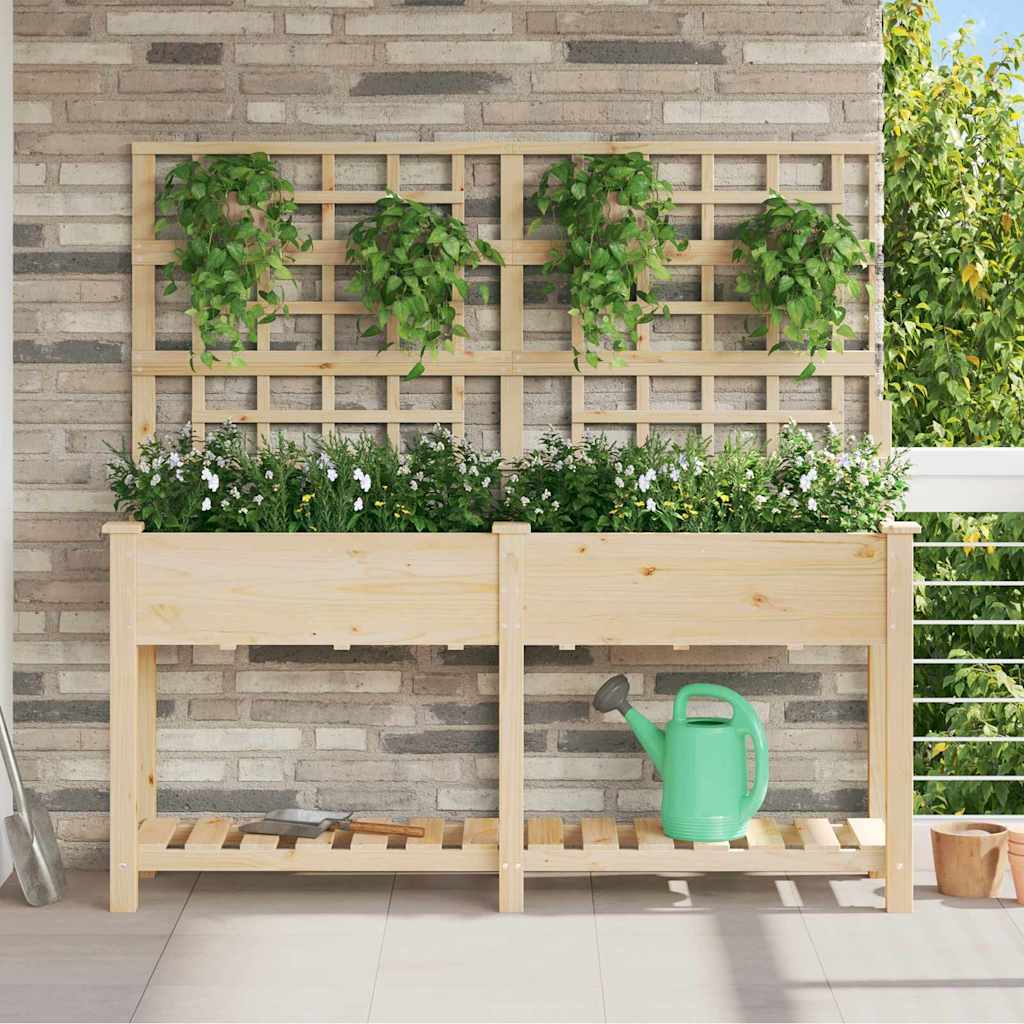 Garden Planter Beige 161 x 46 x 152.5 cm Solid Fir Wood