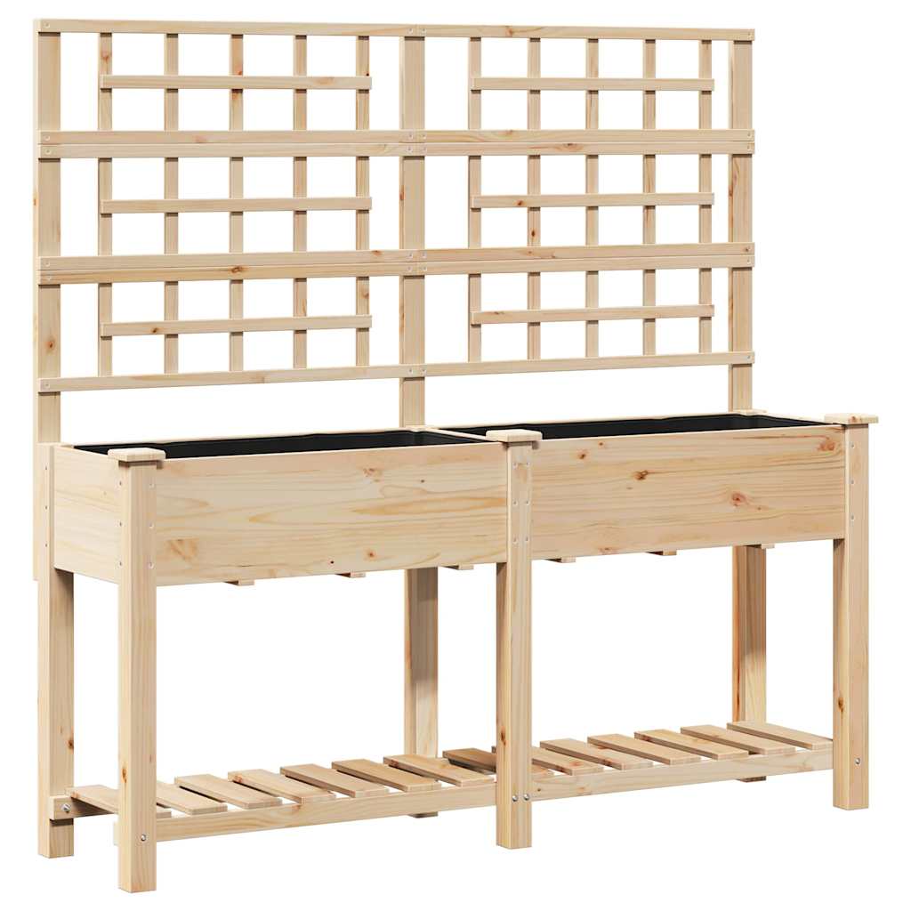 Garden Planter Beige 161 x 46 x 152.5 cm Solid Fir Wood