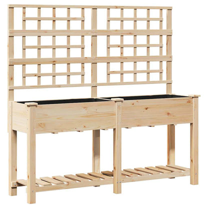 Garden Planter Beige 161 x 46 x 152.5 cm Solid Fir Wood