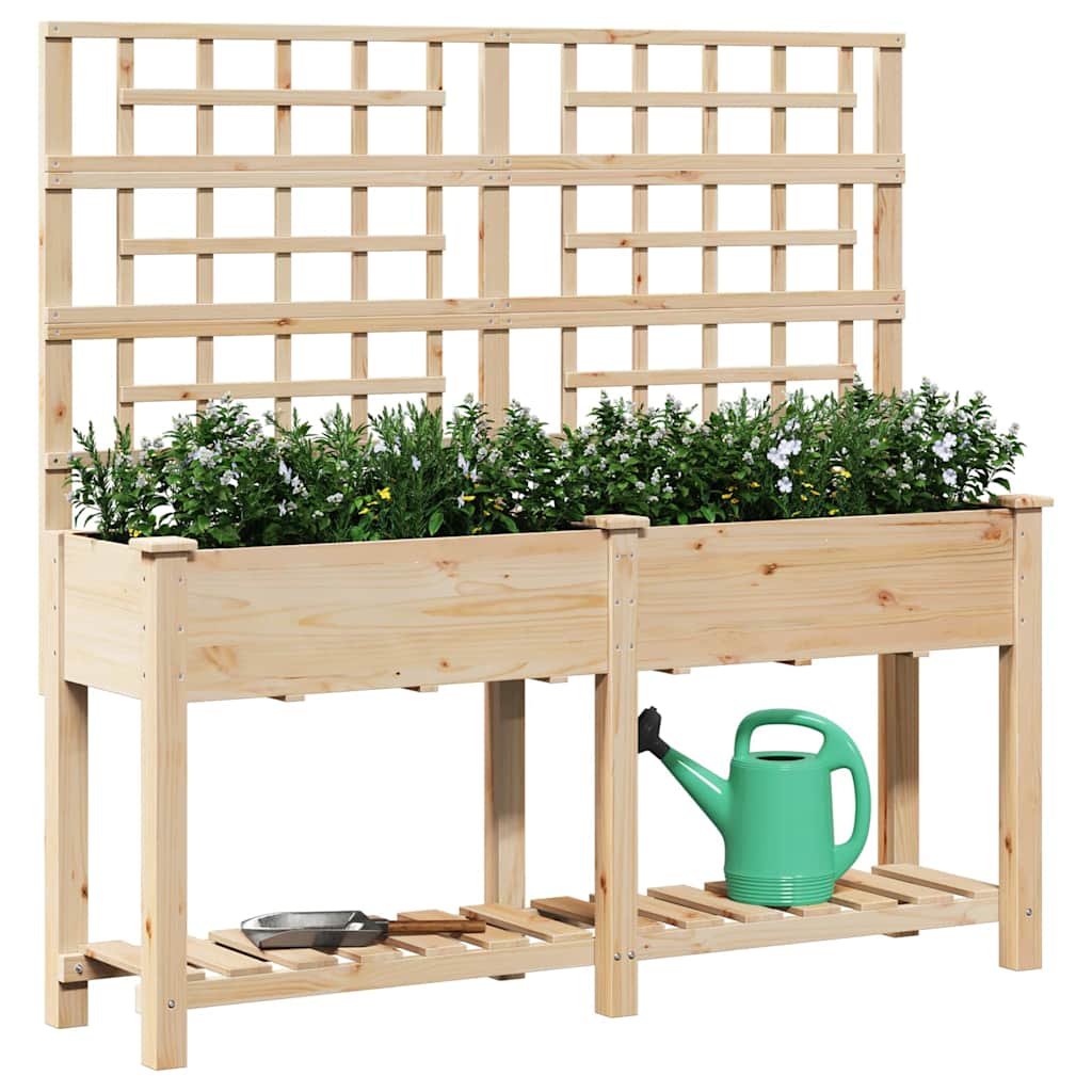 Garden Planter Beige 161 x 46 x 152.5 cm Solid Fir Wood