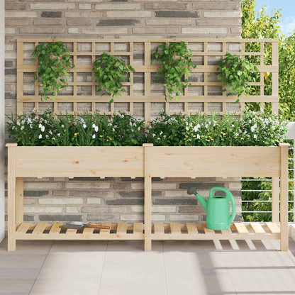 Garden Planter Beige 203.5 x 54 x 152.5 cm Solid Fir Wood