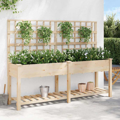 Garden Planter Beige 203.5 x 54 x 152.5 cm Solid Fir Wood