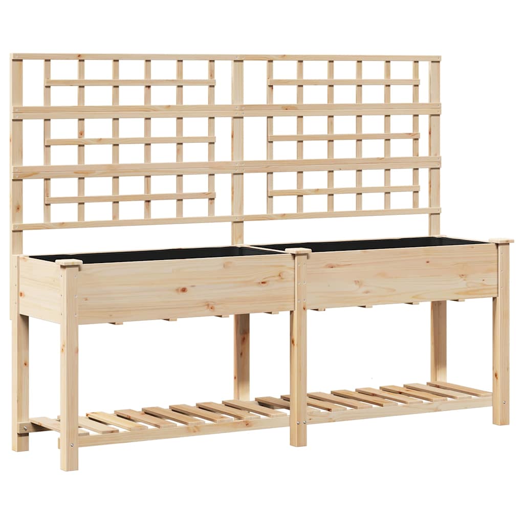 Garden Planter Beige 203.5 x 54 x 152.5 cm Solid Fir Wood
