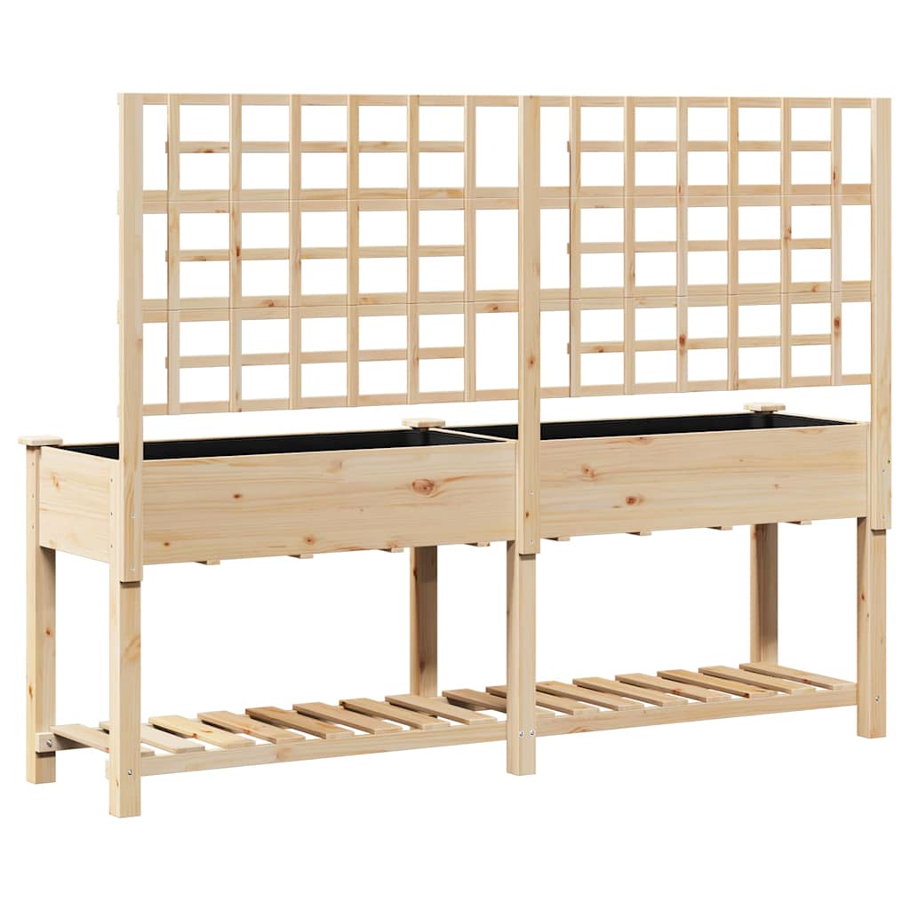 Garden Planter Beige 203.5 x 54 x 152.5 cm Solid Fir Wood