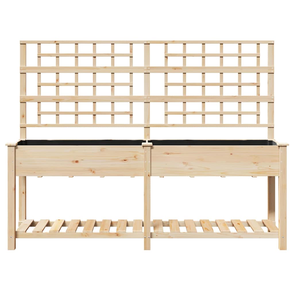 Garden Planter Beige 203.5 x 54 x 152.5 cm Solid Fir Wood