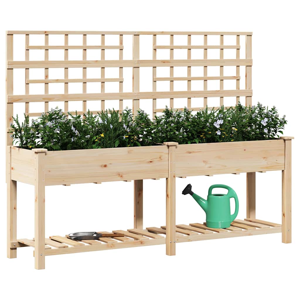 Garden Planter Beige 203.5 x 54 x 152.5 cm Solid Fir Wood