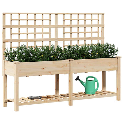 Garden Planter Beige 203.5 x 54 x 152.5 cm Solid Fir Wood