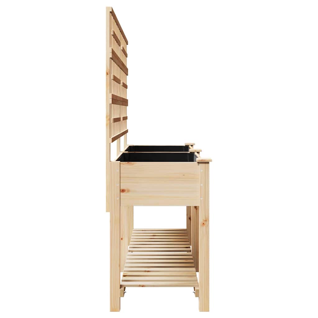 Garden Planter Beige 203.5 x 54 x 152.5 cm Solid Fir Wood