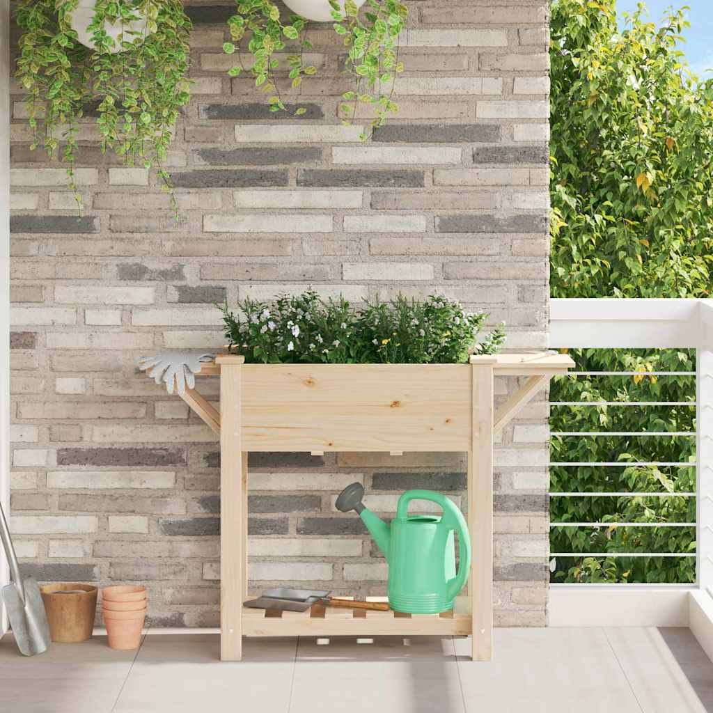 Garden Planter Beige 111 x 37 x 76.5 cm Solid Fir Wood