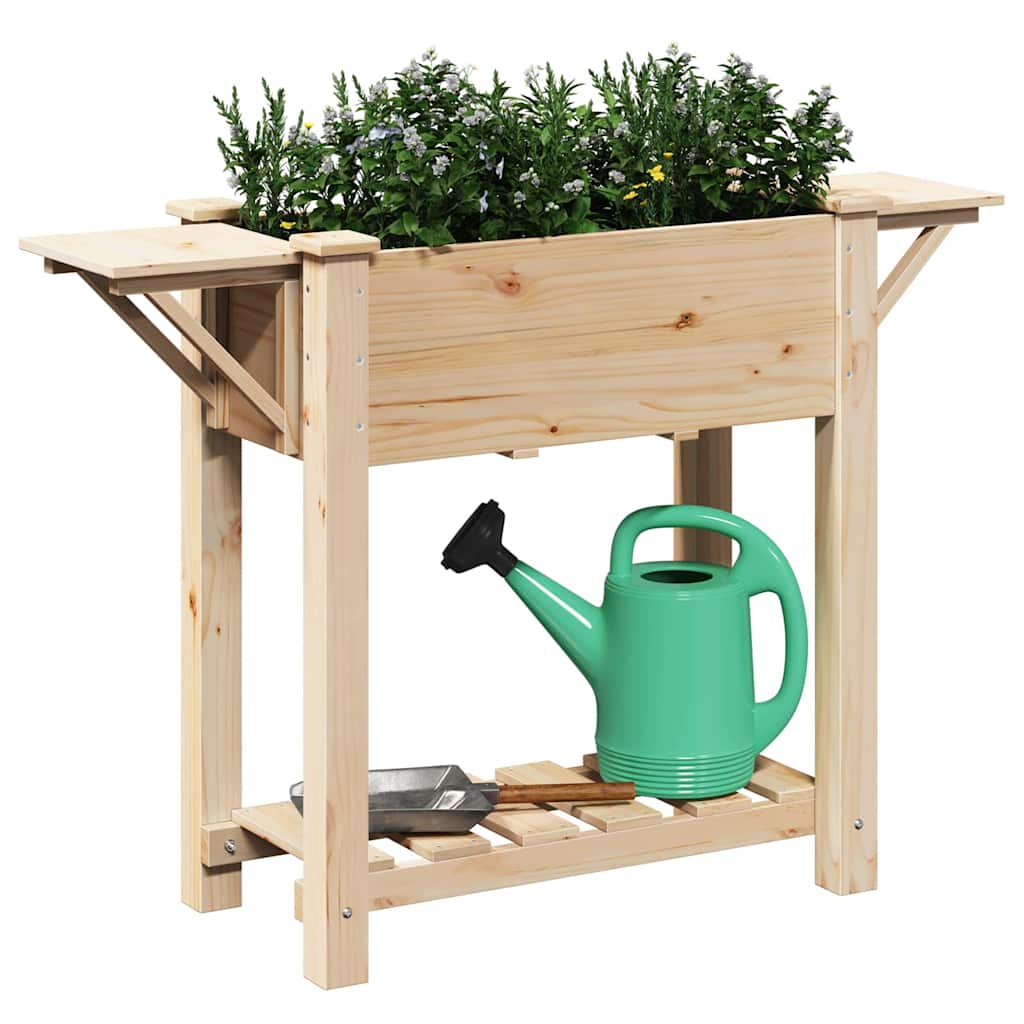Garden Planter Beige 111 x 37 x 76.5 cm Solid Fir Wood