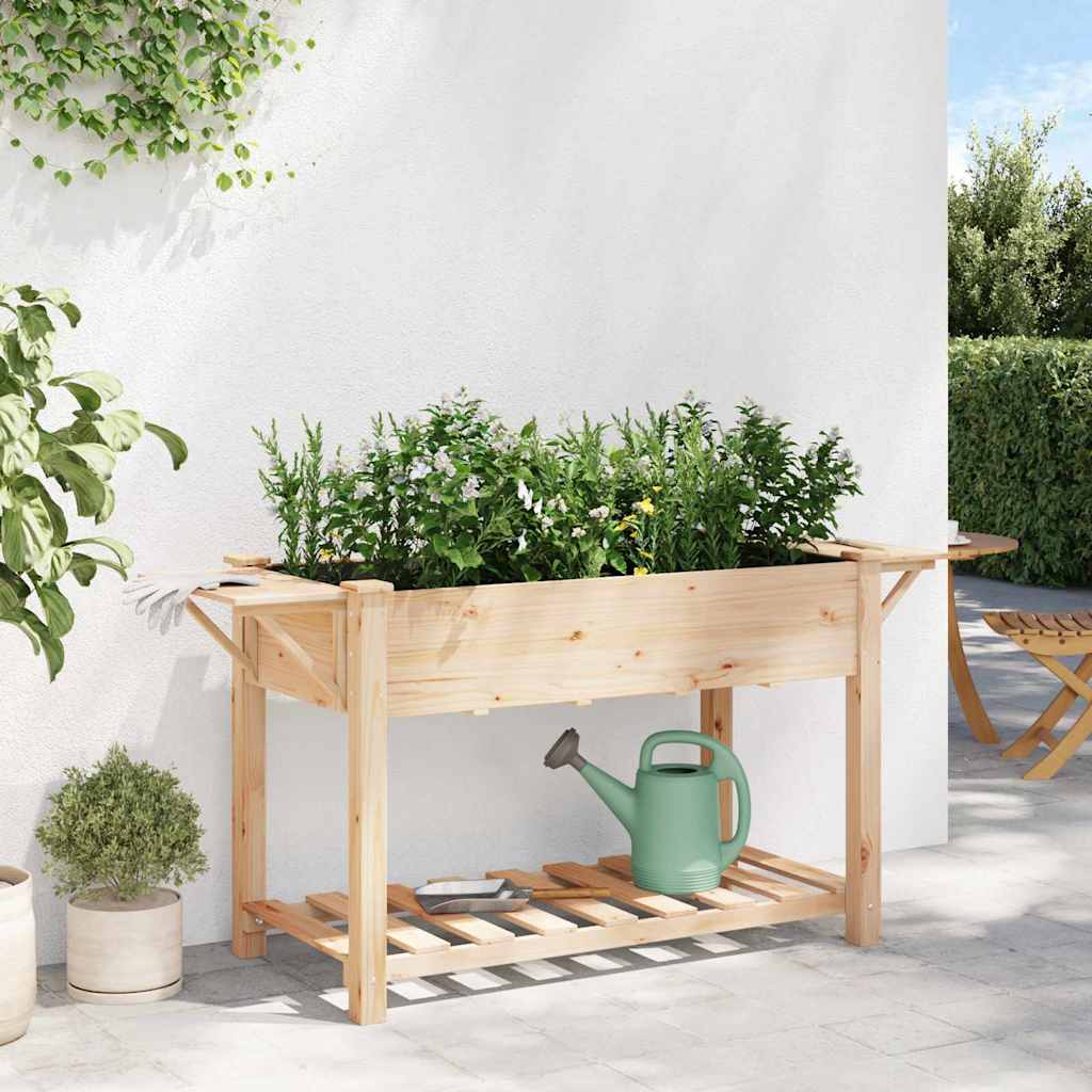Garden Planter Beige 155 x 59 x 76.5 cm Solid Fir Wood