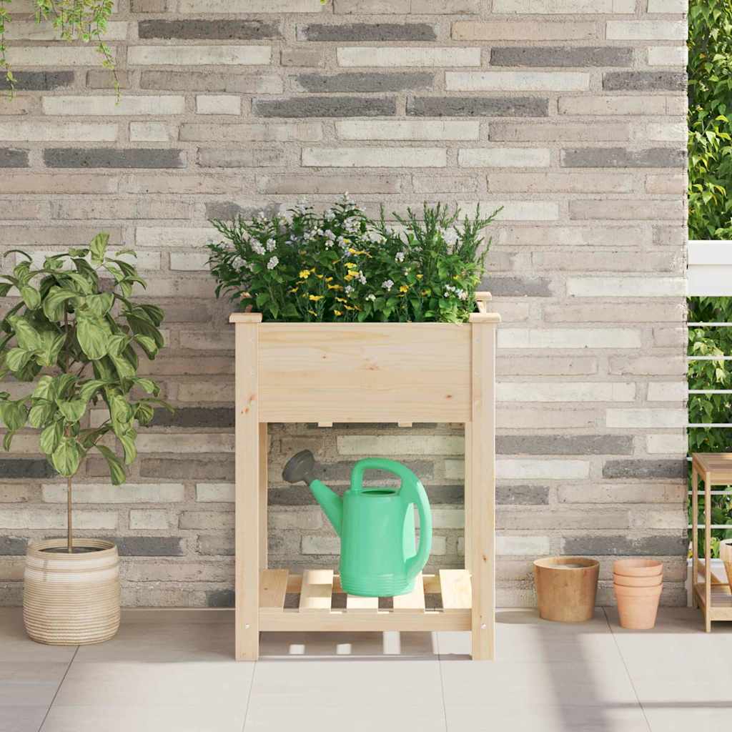 Garden Planter Beige 60.5 x 60 x 76.5 cm Solid Fir Wood
