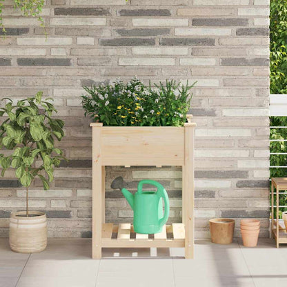 Garden Planter Beige 60.5 x 60 x 76.5 cm Solid Fir Wood