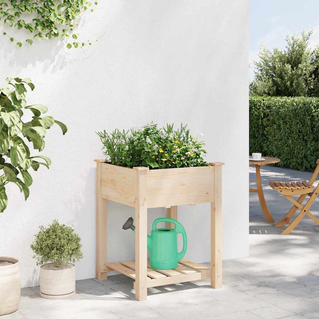 Garden Planter Beige 60.5 x 60 x 76.5 cm Solid Fir Wood