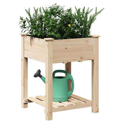 Garden Planter Beige 60.5 x 60 x 76.5 cm Solid Fir Wood