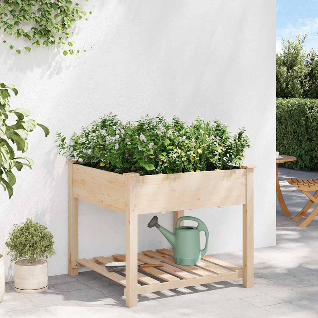 Garden Planter Beige 90 x 90 x 76.5 cm Solid Fir Wood