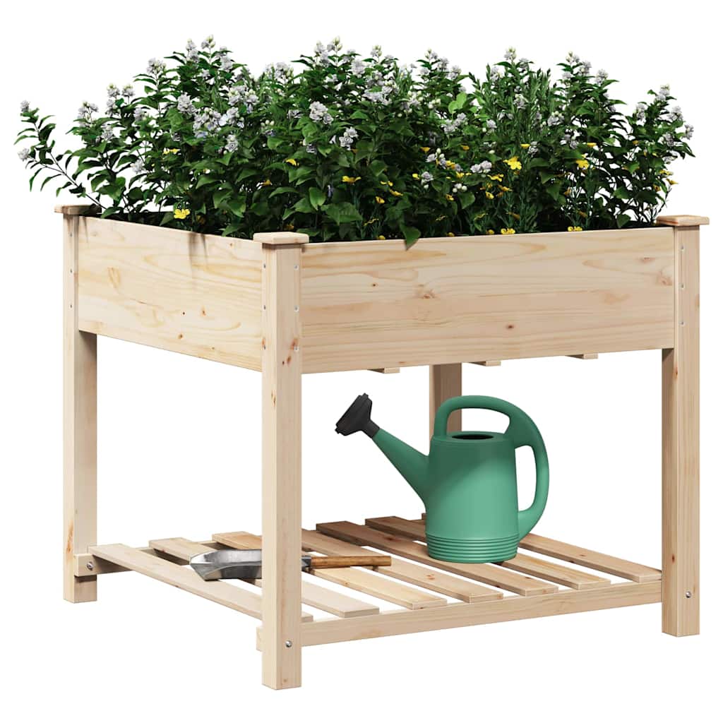 Garden Planter Beige 90 x 90 x 76.5 cm Solid Fir Wood