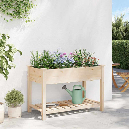 Garden Planter Beige 115 x 59 x 76.5 cm Solid Fir Wood
