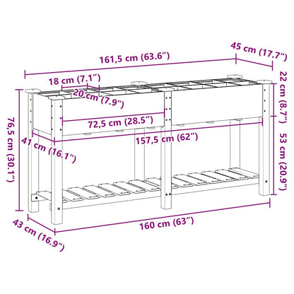 Garden Planter Beige 161.5 x 45 x 76.5 cm Solid Fir Wood