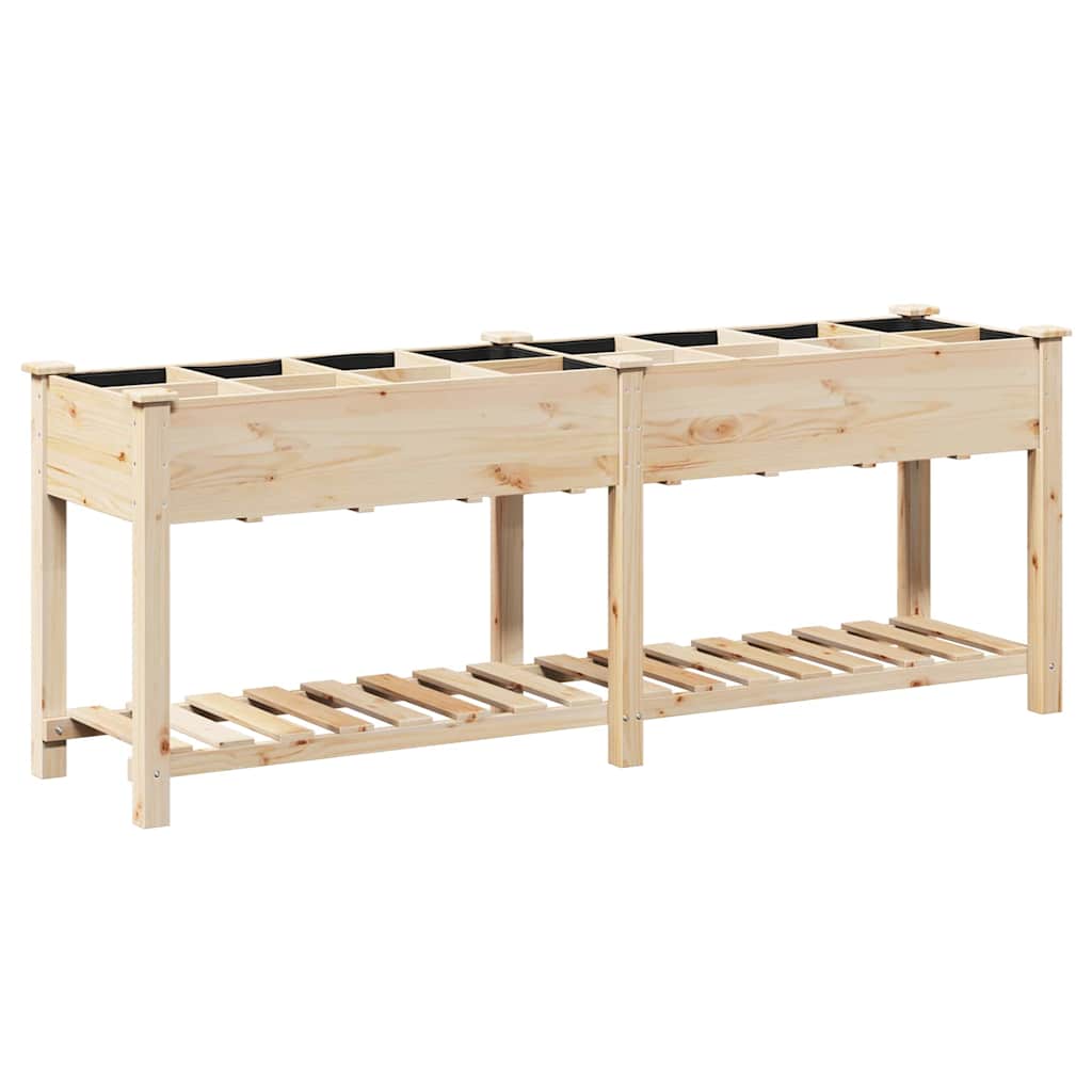 Garden Planter Beige 203.5 x 53 x 76.5 cm Solid Fir Wood