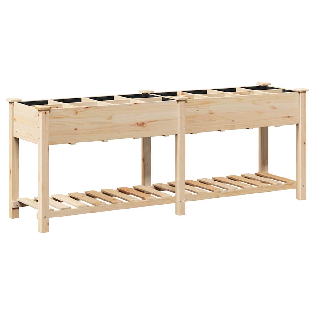 Garden Planter Beige 203.5 x 53 x 76.5 cm Solid Fir Wood