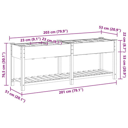 Garden Planter Beige 203.5 x 53 x 76.5 cm Solid Fir Wood
