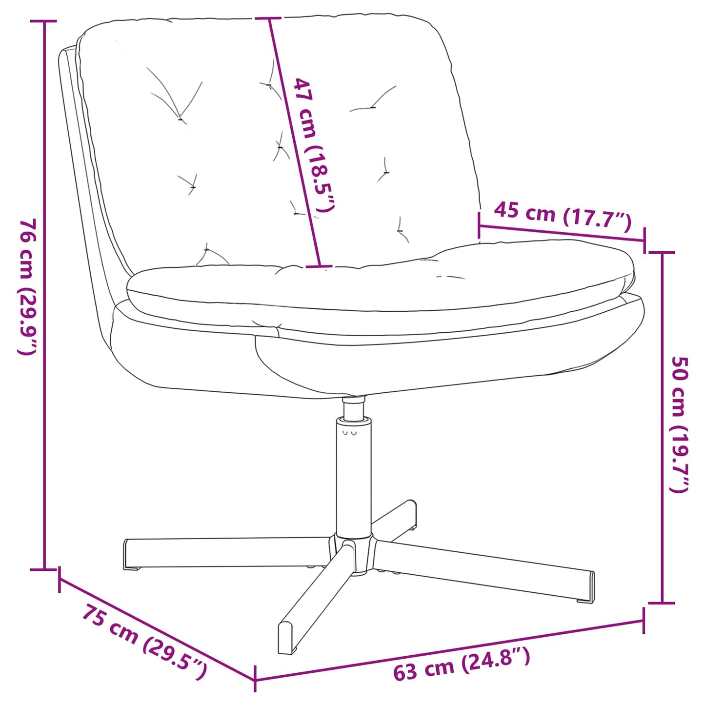 Swivel Relaxing Chair Cream 63 x 75 x 76 cm Velvet