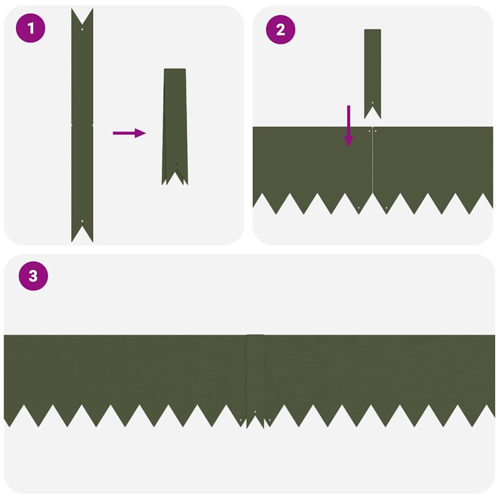 Lawn Edging 50 pcs Olive Green 100 x 0.05 x 20 cm