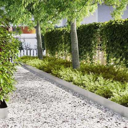 Lawn Edging 50 pcs Silver 100 x 0.05 x 20 cm Stainless Steel