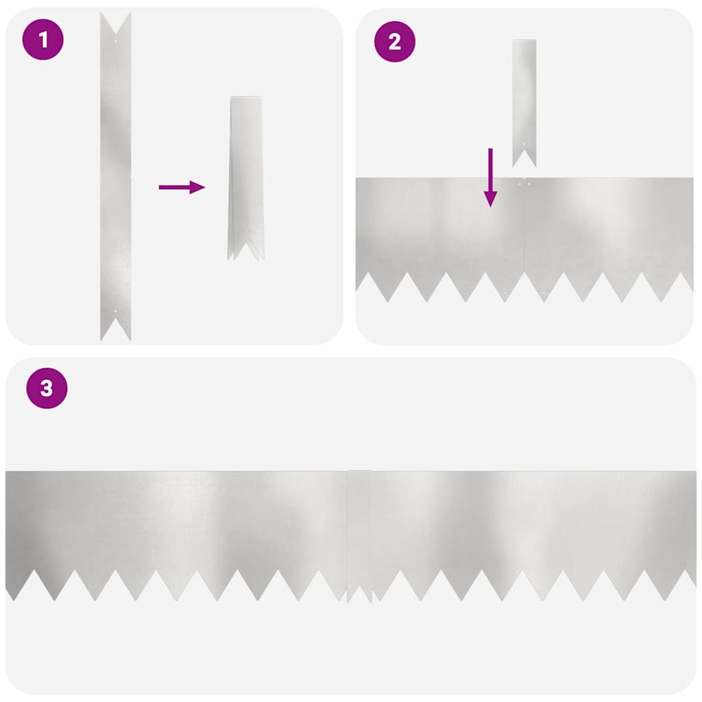 Lawn Edging 50 pcs Silver 100 x 0.05 x 20 cm Stainless Steel