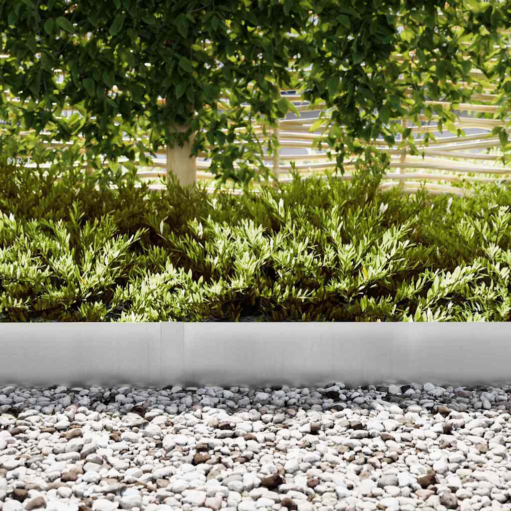 Lawn Edging 50 pcs 100 x 0.05 x 20 cm Galvanised Steel Silver