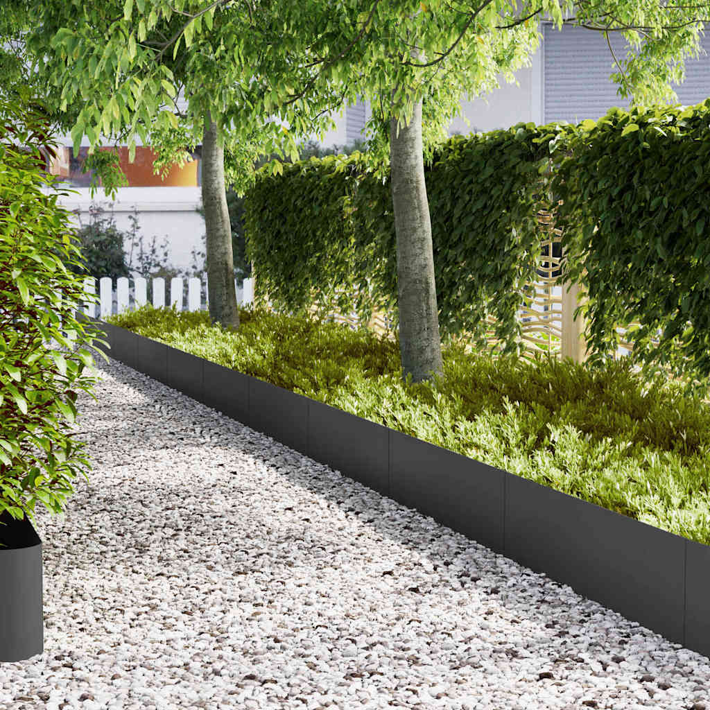 Lawn Edging 30 pcs Black 100 x 0.05 x 30 cm Cold Rolled Steel