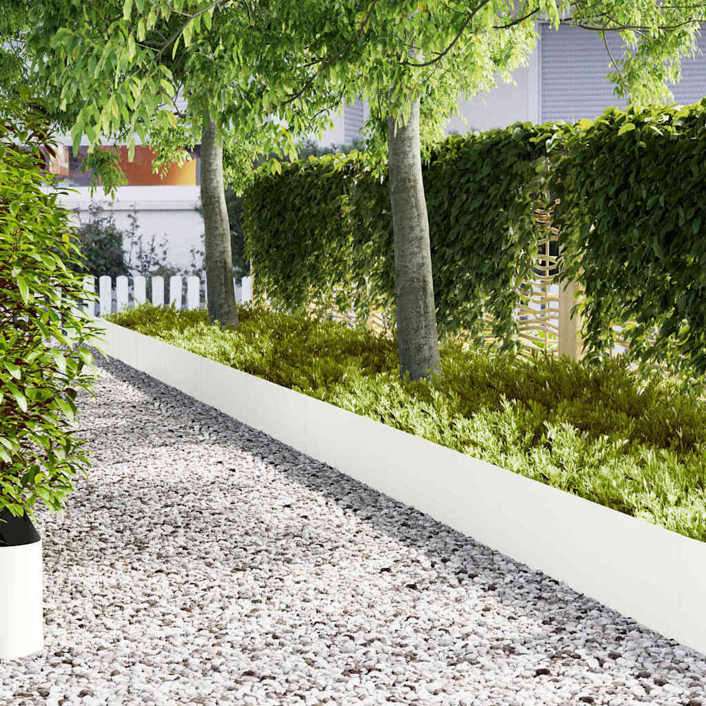 Lawn Edging 50 pcs White 100 x 0.05 x 30 cm Cold Rolled Steel