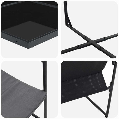 Garden Dining Set 11 pcs Black Steel