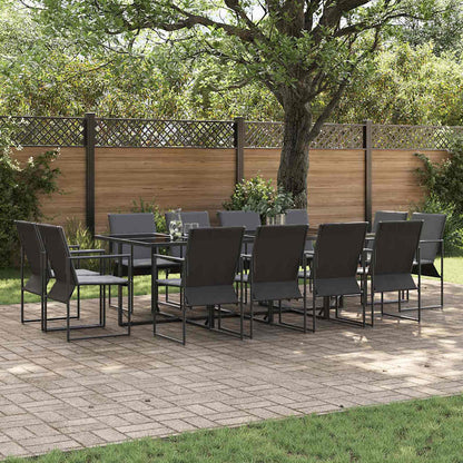 Garden Dining Set 13 pcs Black Steel