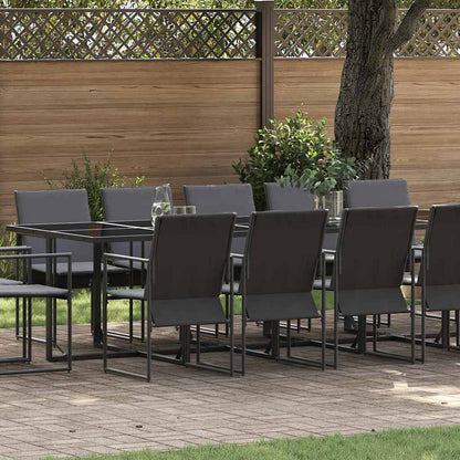 Garden Dining Set 15 pcs Black Steel