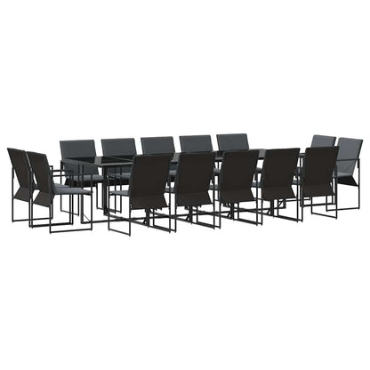 Garden Dining Set 15 pcs Black Steel