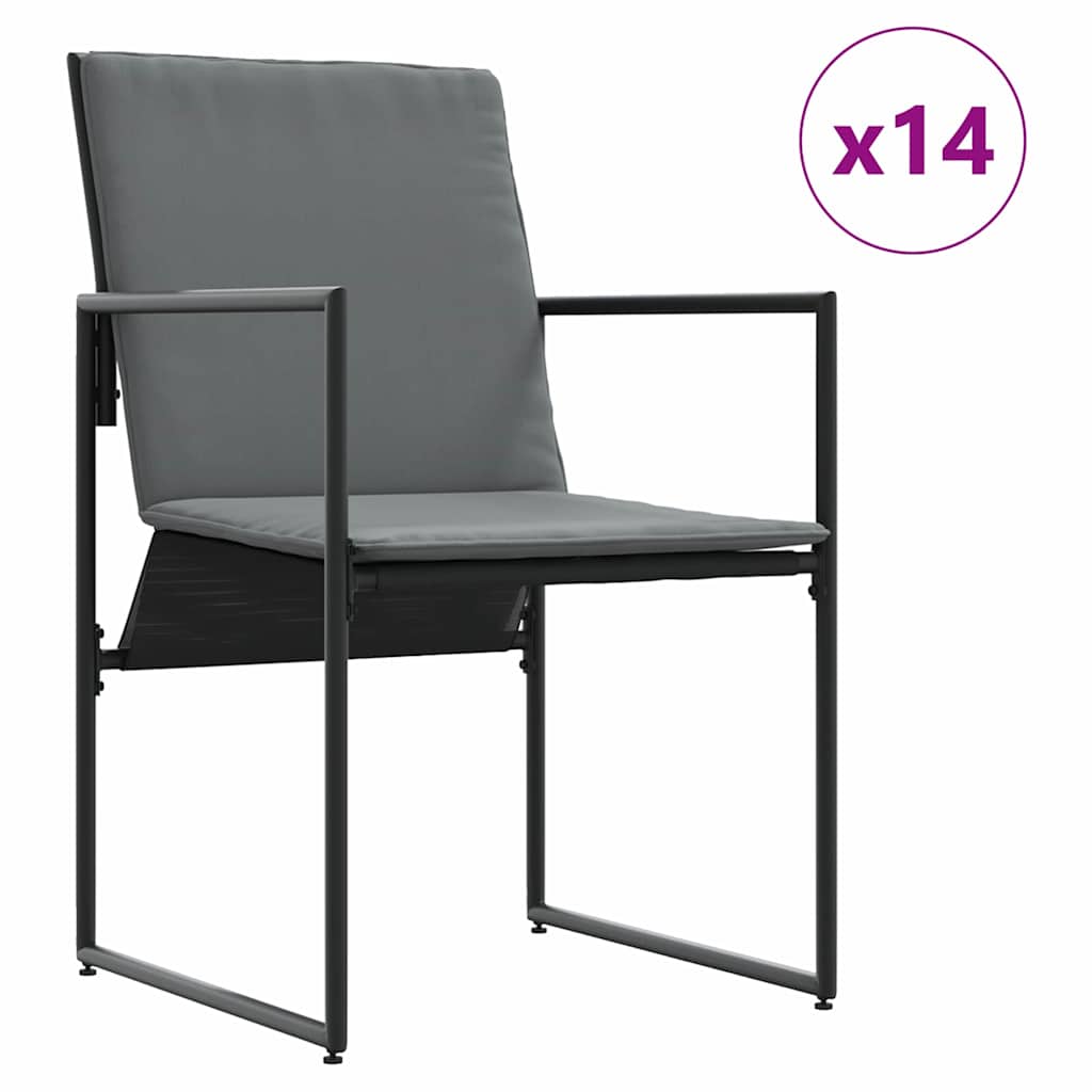 Garden Dining Set 15 pcs Black Steel