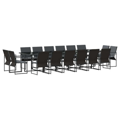 Garden Dining Set 17 pcs Black Steel