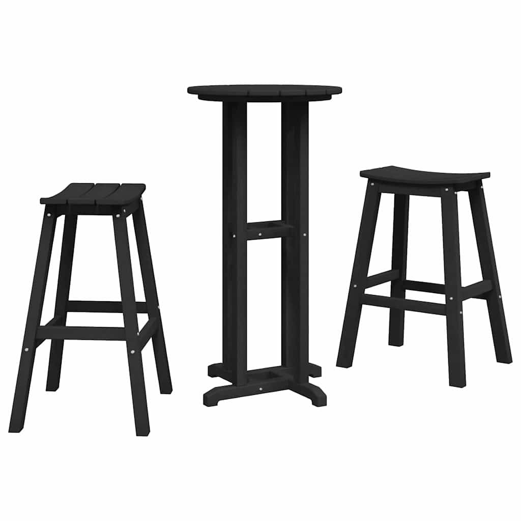 Garden Bar Set 3 pcs Black HDPE