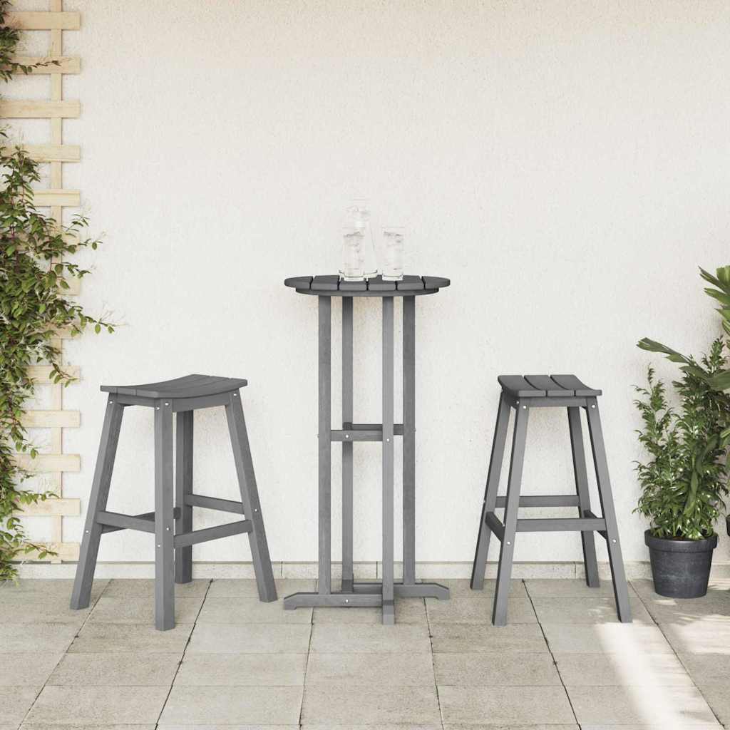 Garden Bar Set 3 pcs Light Grey HDPE