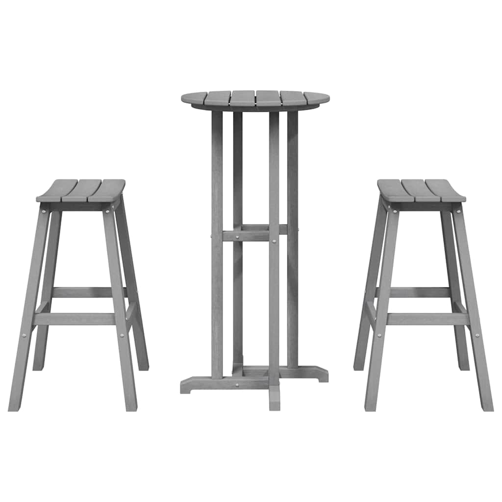 Garden Bar Set 3 pcs Light Grey HDPE