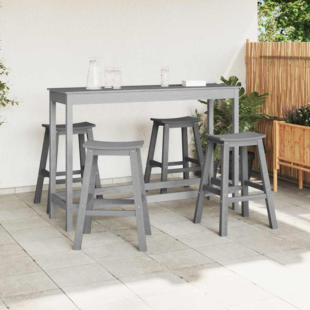 Garden Bar Set 4 pcs Light Grey HDPE