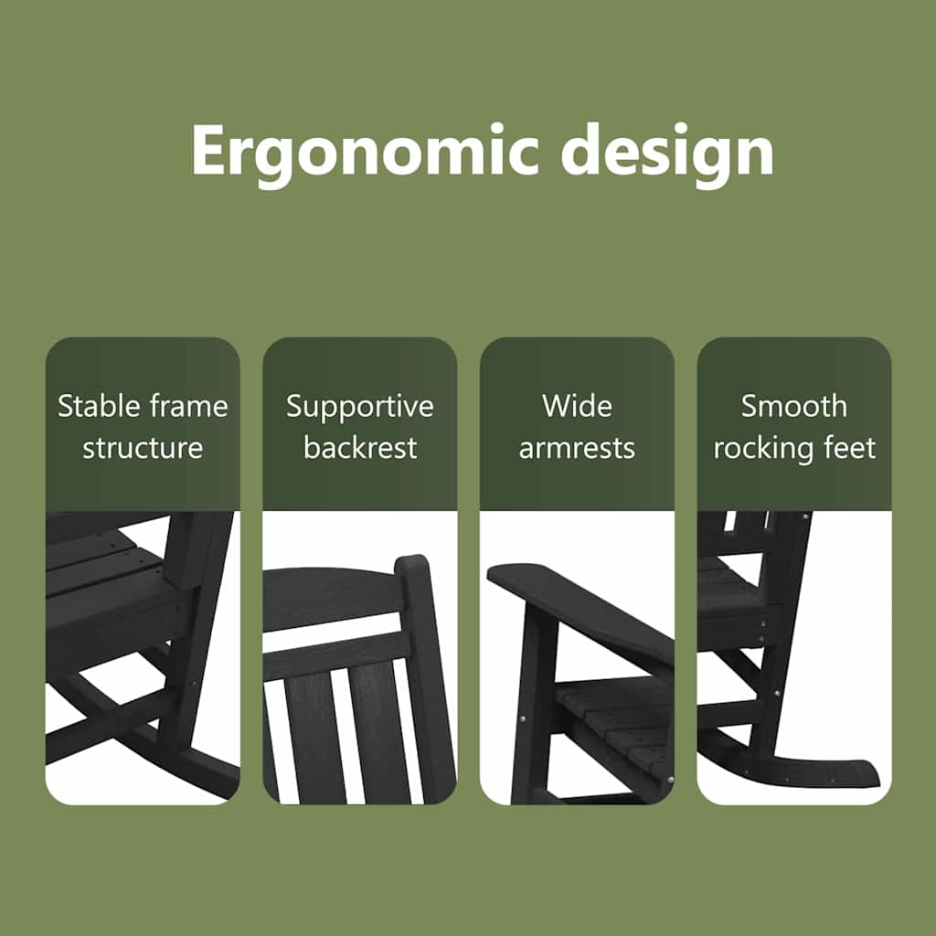 Rocking Chair 2 pcs Black 92 x 70 x 108 cm Polyethylene