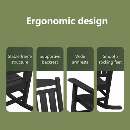 Rocking Chair 2 pcs Black 92 x 70 x 108 cm Polyethylene